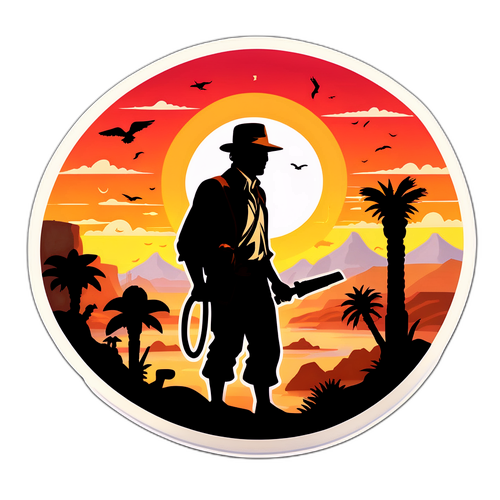 Indiana Jones-Inspired Sunset Sticker
