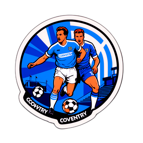 Pemvintaj gaya pelekat memperingati perlawanan bola sepak antara Coventry dan Ipswich Town