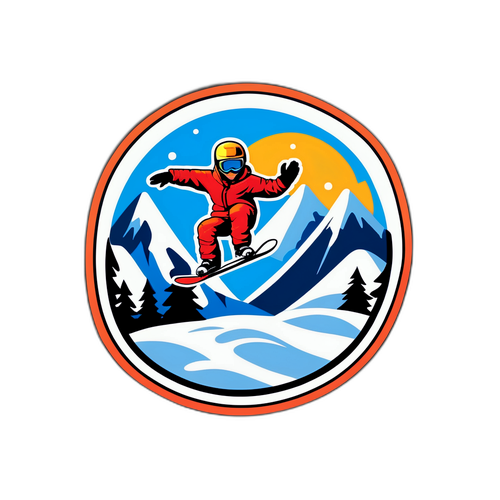 Luminen maisema ja lumilautailija