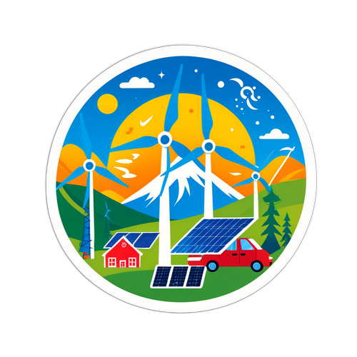 Miljøvennlig Klistremerke med Fornybare Energi Symboler