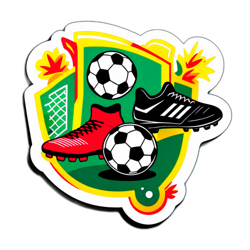 מדבקה חיה עם אלמנטים של כדורגל