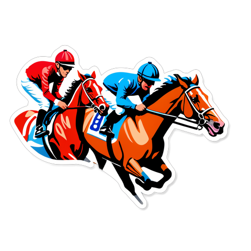 エレガントなオークスの馬とジョッキーのステッカー