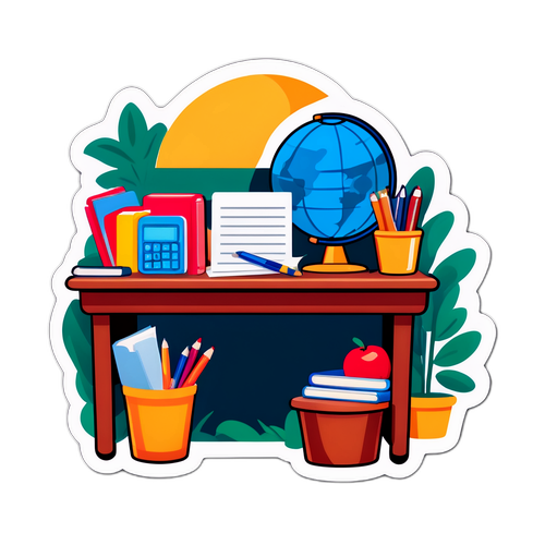 대학 입시 관련 아이템으로 꾸며진 책상 장면