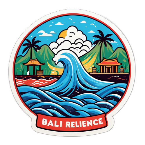 Stiker Ilustrasi Setelah Banjir di Bali