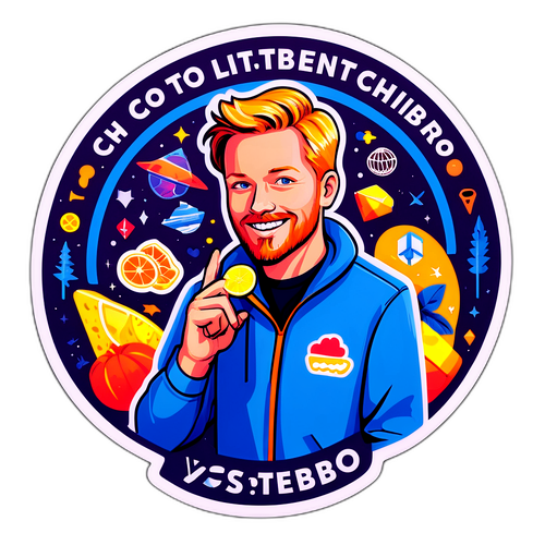 Visuelt slående klistremerke inspirert av Joel Ystebø