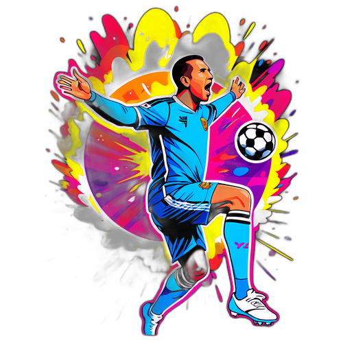 Desenho de Leo Jardim em pose de gol