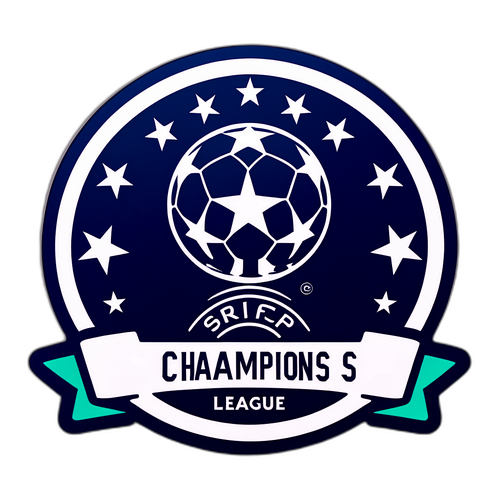 Nhãn dán với họa tiết bóng đá và tên 'Kết quả Champions League'