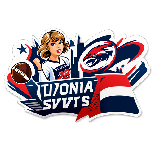 Samolepka pro Super Bowl 2025 s tématem Taylor Swift