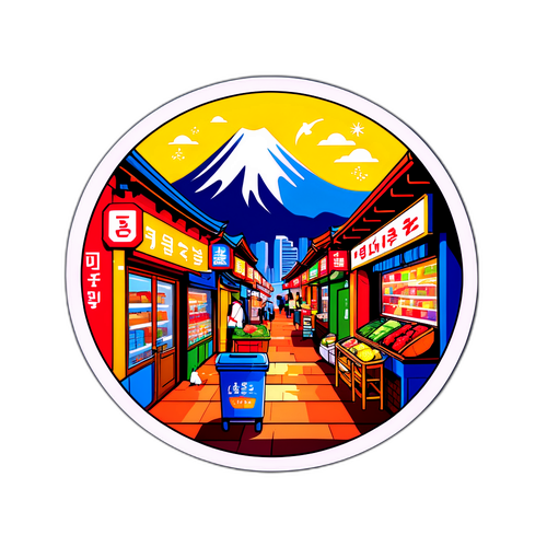 부산 시장 거리의 활기찬 일상 스티커