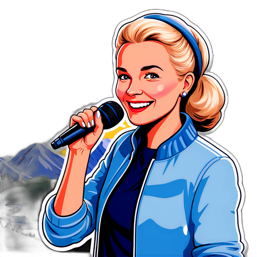 Glad sticker av Agnes Carlsson med mikrofon