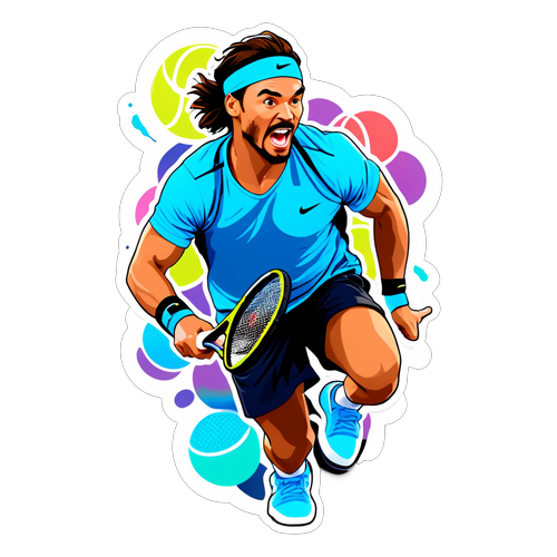 Fabio Fognini in Azione: L'Adesivo di Tennis Che Ti Farà Sorridere!