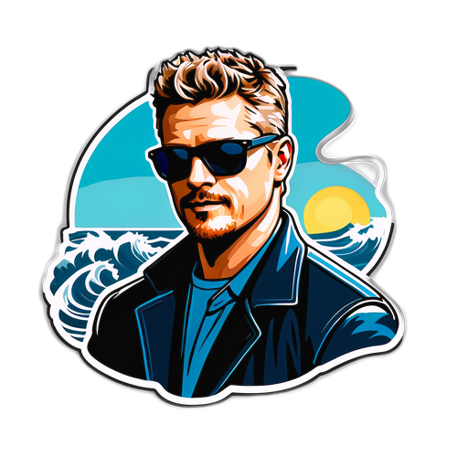 Elegant klistremerke av Eric Dane med solbriller