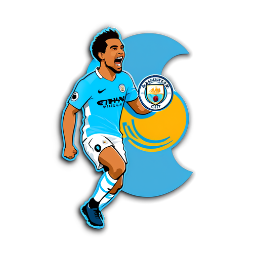 Adesivo do Manchester City com torcedor animado - 'Blue Moon'