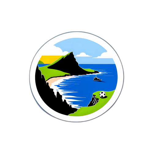 Scene ya Mchoro wa Wavuvi wa Faroes na Mpira wa Miguu