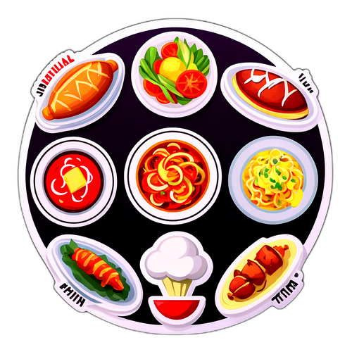 Кулінарні наклейки з національними стравами в стилі футбольних кольорів