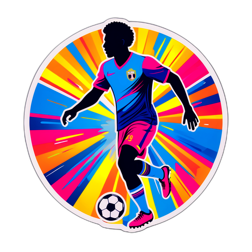 Siluet Pemain Bola Sepak dengan Latar Belakang Berwarna Cerah