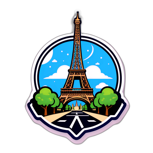 Наклейка з логотипом PSG, інтегрованим у пейзаж Парижа