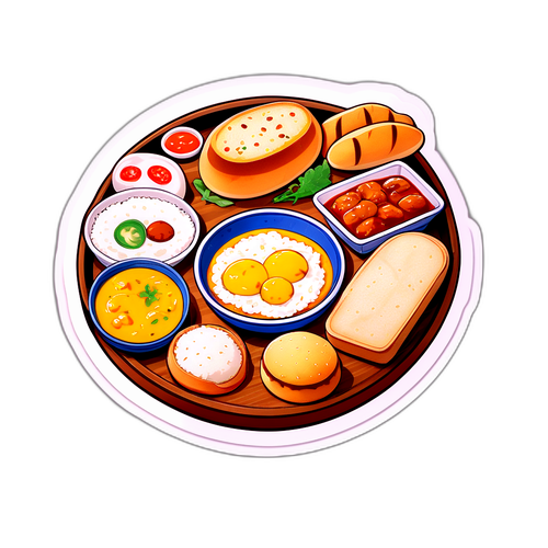 中村屋の名物料理のかわいいイラストステッカー