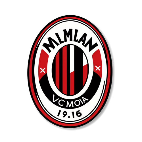 Stiker Vintage AC Milan dengan Desain Minimalis