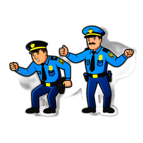 Humorvolle Polizei-Trainingsszene Aufkleber