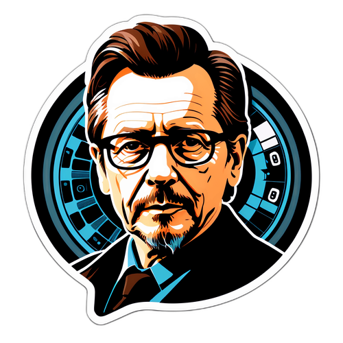 Stylizowany portret Gary'ego Oldmana w filmowej taśmie