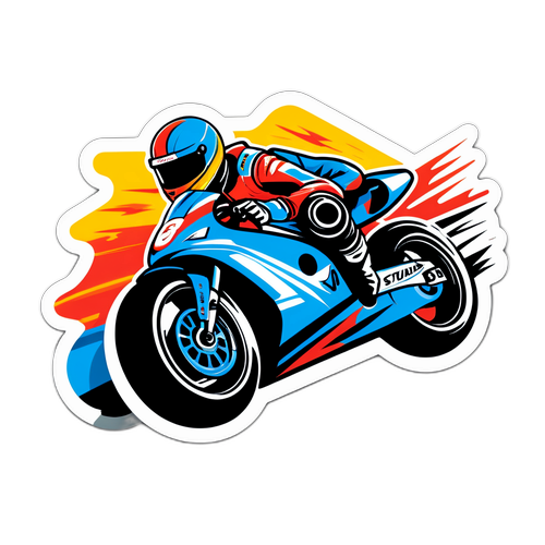 スタッズ・ランツのレースシーンを描いたスピード感あふれるステッカー