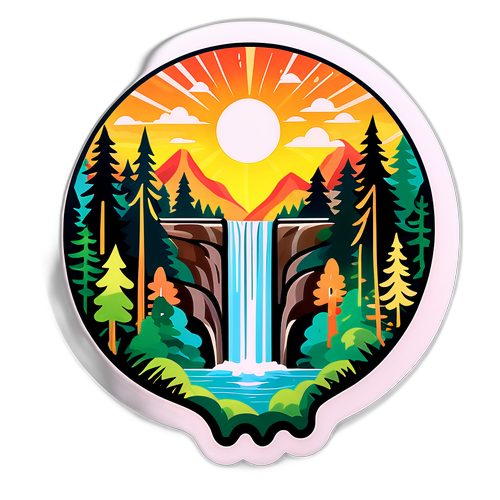 太陽の滝と森をテーマにした癒しのデザイン