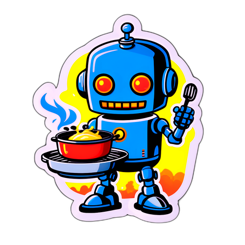 コメディックに料理するロボットのステッカー