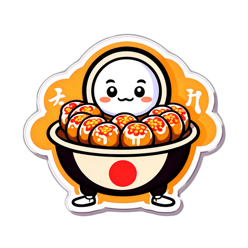 伝統的な日本スタイルのたこ焼きキャラクター