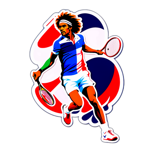 Abstract Design of Yannick Noah with French Flag Colors