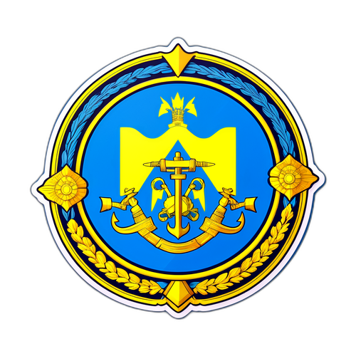 Дизайн наклейки с флагом Азова, обрамленным морскими мотивами