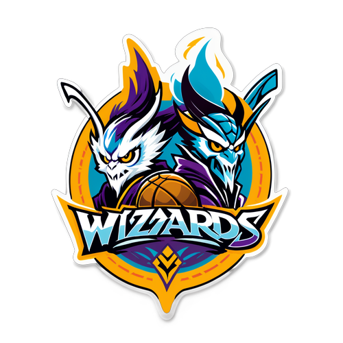 Isang Sticker na Nagtatampok sa Mga Logos ng Wizards at Hornets