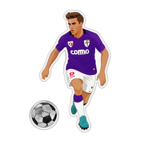 Sticker cu un jucător de fotbal în acțiune