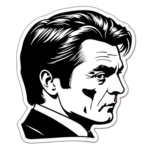 Autocollant d'Alain Delon en silhouette noire et blanche