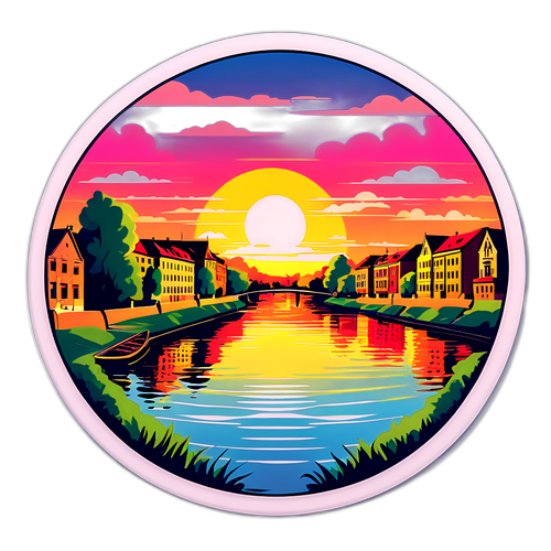 A szolnoki folyóparti kilátás naplementében