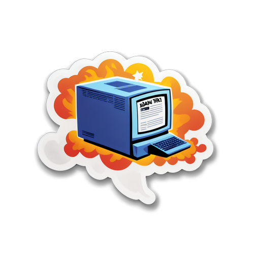 Sticker về Dân trí với tiêu đề tin nóng và biểu tượng máy tính