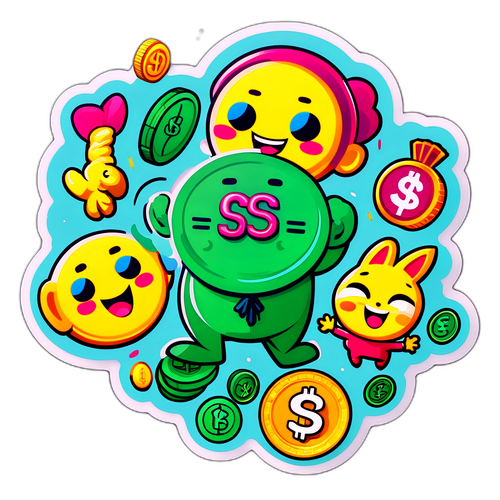 Sticker ng USD na may mga Nakakatawang Tauhan