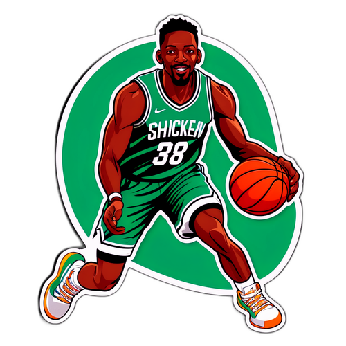Vibrant Basketball Action Sticker