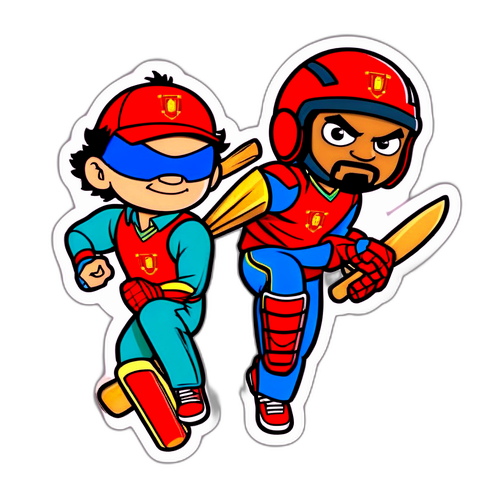 สติกเกอร์ต่อสู้กันในรูปแบบการ์ตูน RCB vs PBKS