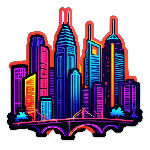 霓虹燈風格的城市貼紙