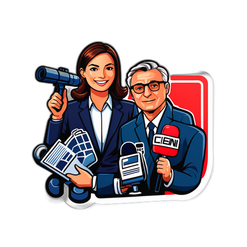 Sticker de C5N con reporteros dinámicos