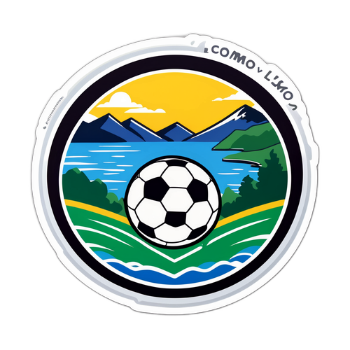 Rekaan Pelekat Pemandangan Tasik Como dengan Bola Sepak