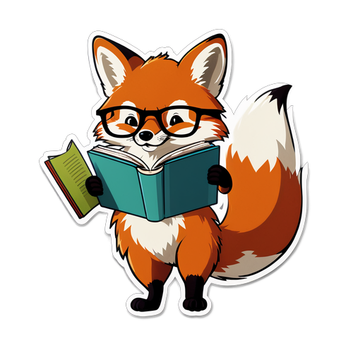认真看书的可爱狐狸