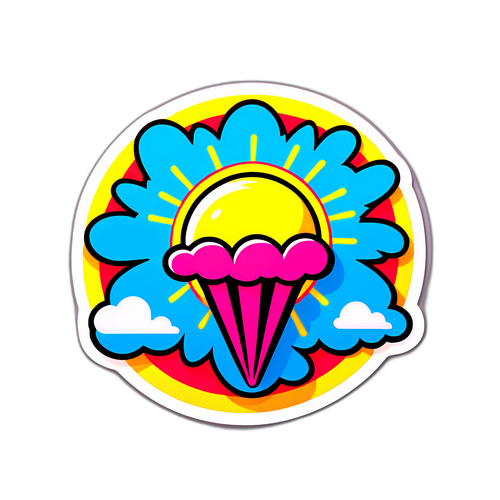 쾌적한 날씨 테마의 팝 아트 스타일 스티커