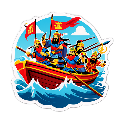 三国志の武将たちをテーマにしたクールなイラスト<br>ボートレース