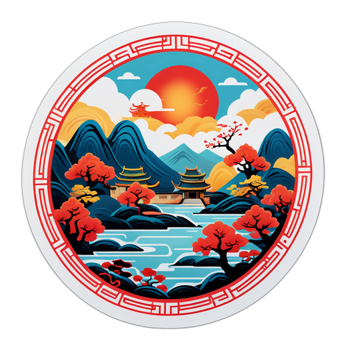 传统中国文化风景贴纸