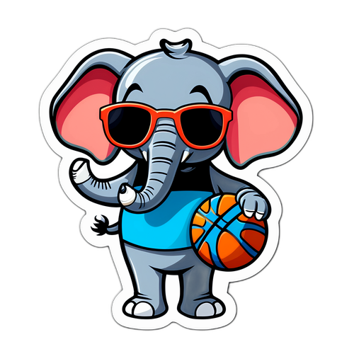 Elefante Giocoso con Pallone da Basket