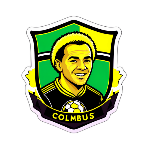 Diseño de pegatina colorida para Columbus Crew - León, mostrando la pasión de los fans