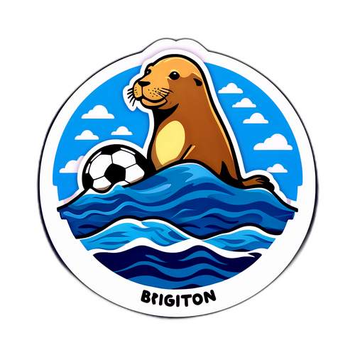 สติกเกอร์ไบร์ตัน featuring เจ้าสีน้ำตาลที่ชอบฟุตบอลและทะเล