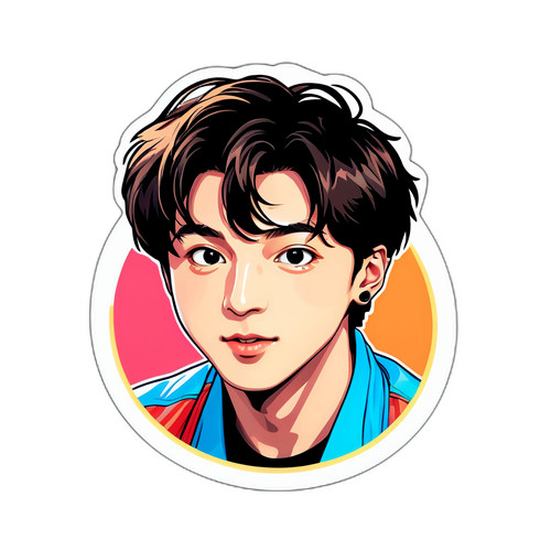 Stiker Jungkook yang Ceria dan Berwarna